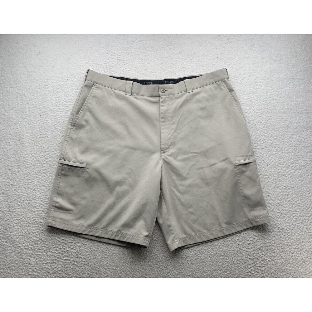 Ping Golf Shorts Mens 40x10 High Rise Cargo Chino Zipper Pocket‎ Gripper Waist